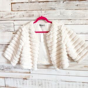 Cream Faux Fur Crop jacket